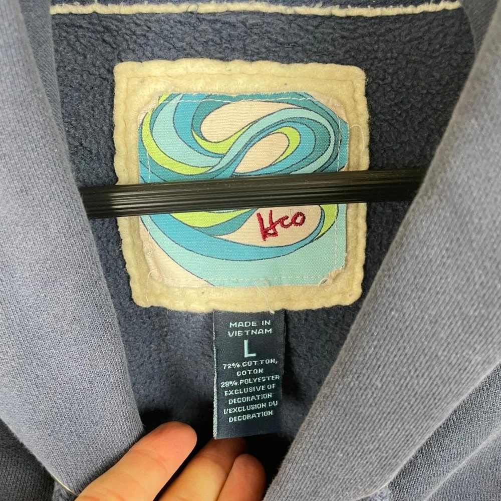 Y2K 90s Hollister Mens Hoodie Sz L Hooded Sweatshirt Logo Navy Blue Pullover